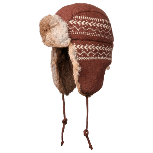 Crown Cap Lambswool Knit Rabbit-Trimmed Aviator Hat