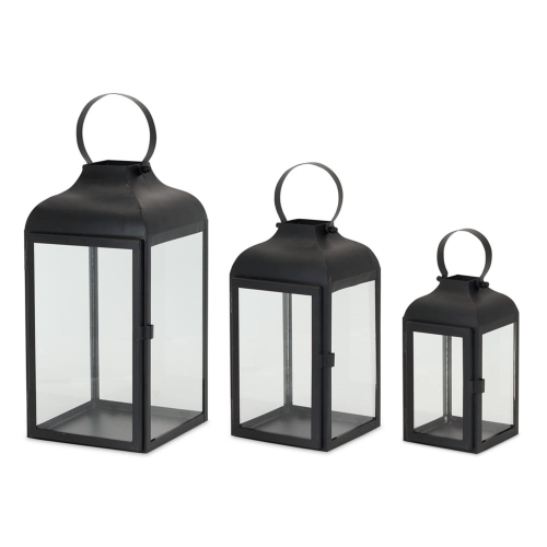 Melrose International Black Metal Lantern 3-Pack