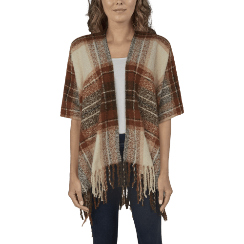 Natural Reflections Apple Butter Plaid Ruana for Ladies