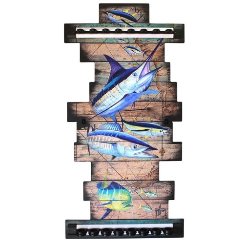 Guy Harvey Fishing Wall Storage Rack 8-Rod Holder