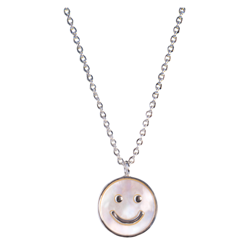 Amanda Blu White Mother of Pearl Smiley Face Necklace
