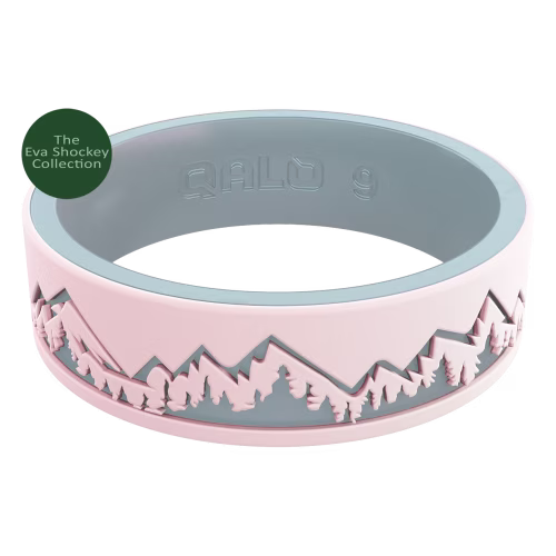 QALO Strata Ridgeline Blush/Iridescent Blue Silicone Ring
