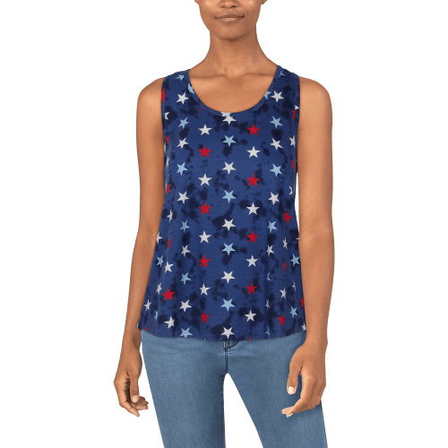 Natural Reflections Star Print Tie Dye Tank for Ladies