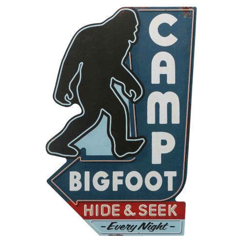 Open Road Brands Camp Bigfoot Hide & Seek Metal Sign