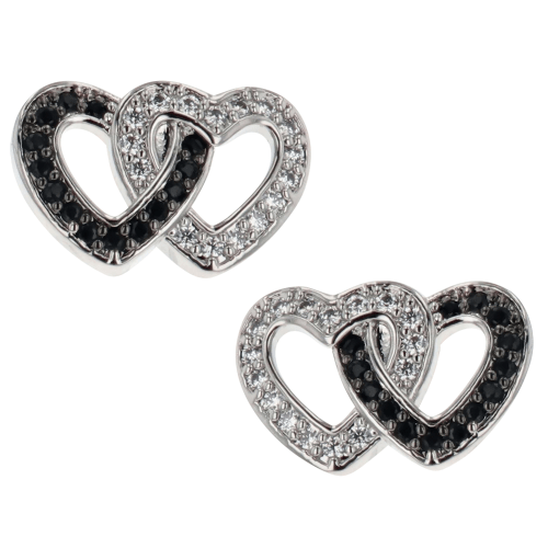 Montana Silversmiths Black Crystal Double Heart Earrings