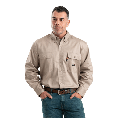 Berne Flame-Resistant Long-Sleeve Button-Down Shirt for Men