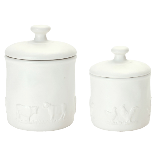 Melrose International Ceramic Farm Animal Canisters Set of 2