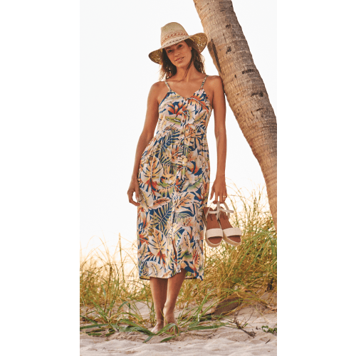 Natural Reflections Midi Tropical Print Dress for Ladies