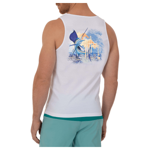 Guy Harvey Sunset Sailfish Tank Top for Men