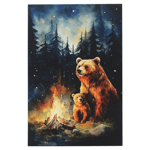Open Road Brands Bears by Campfire Scenic Canvas Wall Art