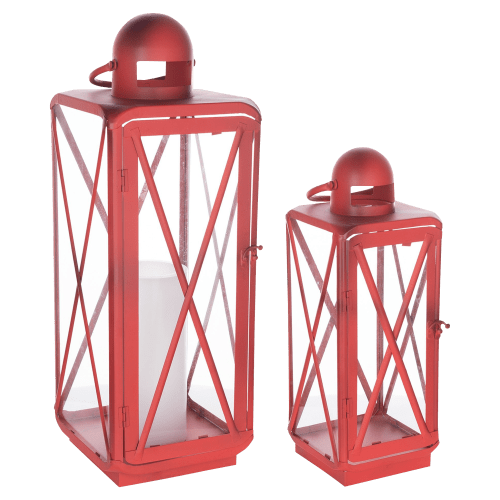 Melrose International Traditional Curved Metal Lanterns Set of 2