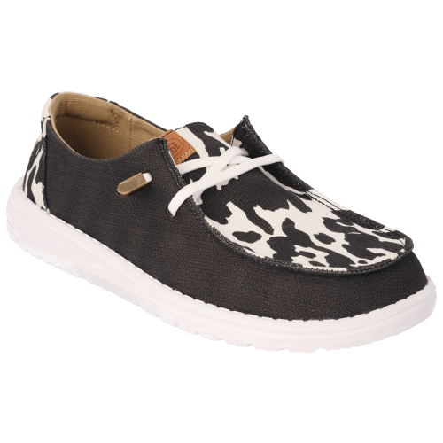 HEYDUDE Wendy Cow Print Canvas Shoes for Ladies