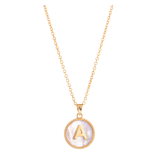 Amanda Blu Mother of Pearl A Initial Necklace