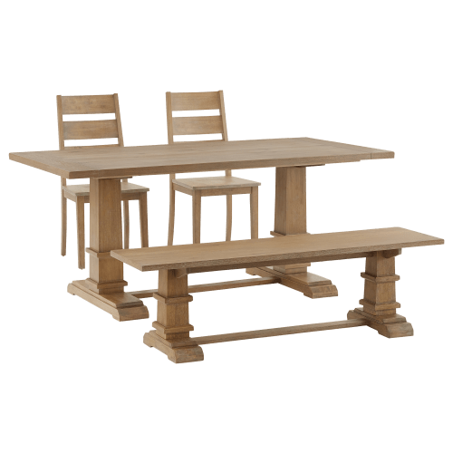 Crosley Joanna 4-Piece Dining Set with Bench and 2 Ladder Back Chairs