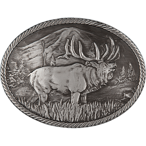 Montana Silversmiths Elk Oval Belt Buckle