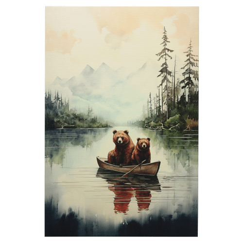 Open Road Brands Bears in Canoe Canvas Wall Art