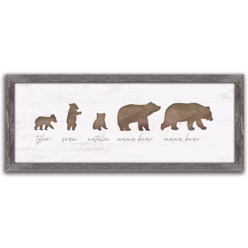 Scott Kennedy Personalized Bear Family Framed Canvas Wall Art