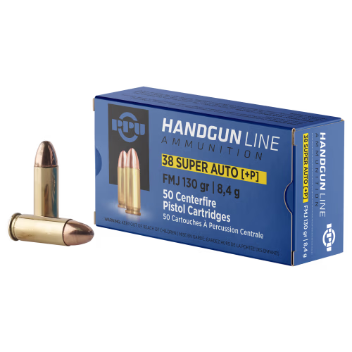 PPU Handgun .38 Super Auto +P 130 Grain Ammo