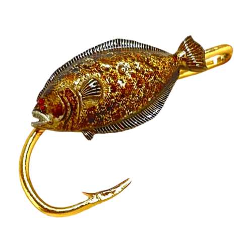Hookits Flounder Fishing Hook Hat Pin Clip
