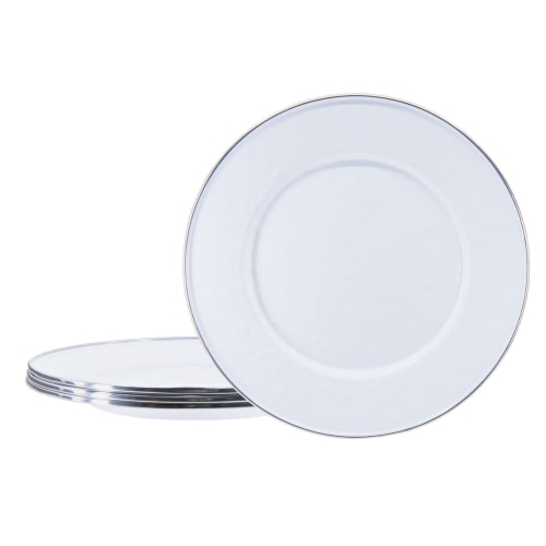 Golden Rabbit Enamelware White 4-Piece Sandwich Plate Set