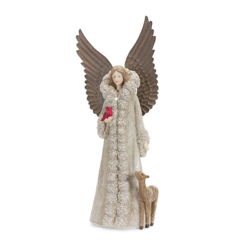 Melrose International Angel with Deer and Bird Figurines