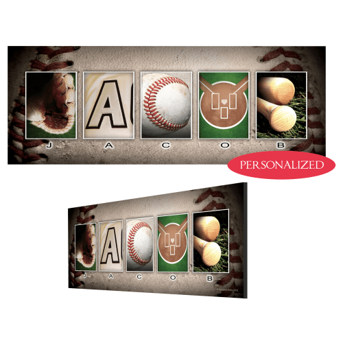 Baseball Letter Personalized Block Mount Artwork
