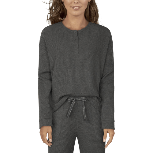 Natural Reflections Long-Sleeve Waffle Henley for Ladies