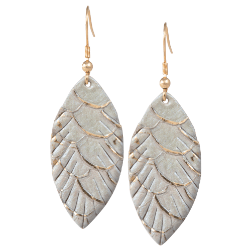 Amanda Blu Tear-Shaped Seaglass/Gold Leather Earrings