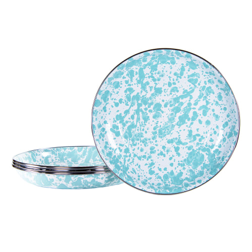 Golden Rabbit Sea Glass Enamelware 4-Piece Pasta Plate Set