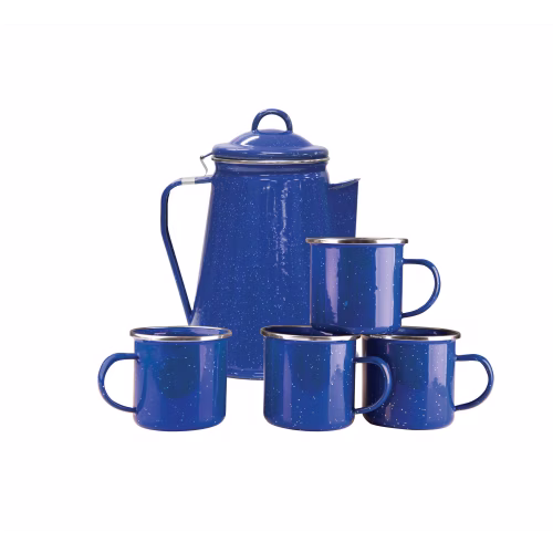 Stansport Enamel Percolator Coffee Pot and 4-Mug Set