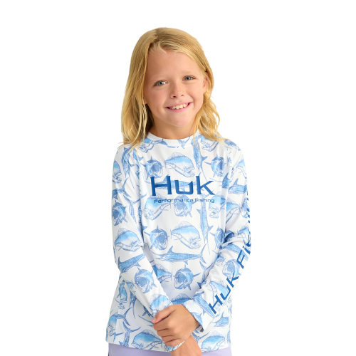 Huk Pursuit Performance Printed Long-Sleeve Crew for Kids