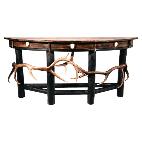 Antlerworx Demi Lune Oak and Antler Accent Sofa Table