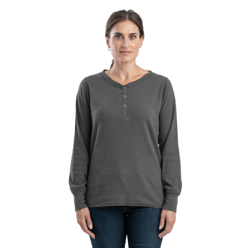 Berne Heavyweight Rib-Knit Long-Sleeve Henley for Ladies