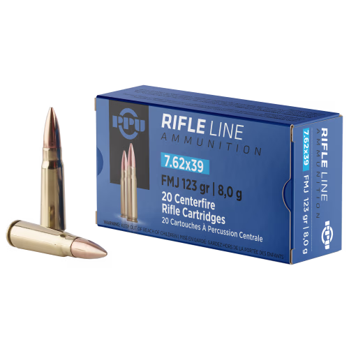 PPU FMJ 7.62x39mm 123 Grain Centerfire Rifle Ammo