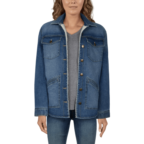 Natural Reflections Denim Sherpa Shirt Jacket for Ladies
