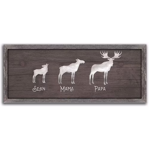 Scott Kennedy Personalized Moose Family Framed Canvas
