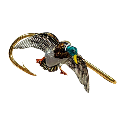 Hookits Mallard Fishing Hook Hat Pin Clip
