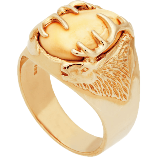 Frontier Collection Men's Custom 10-Kt. Double-Elk-Head Elk-Ivory Ring