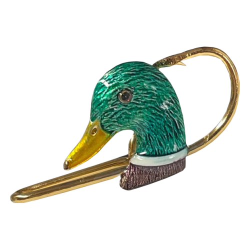 Hookits Mallard Duck Head Fishing Hook Hat Pin Clip