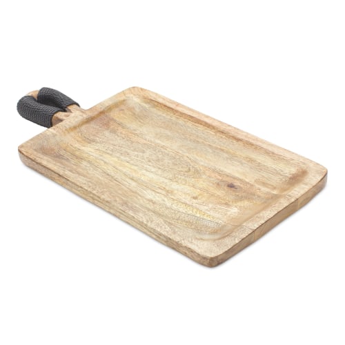 Melrose International Mango-Wood Trays with Handles Set of 2