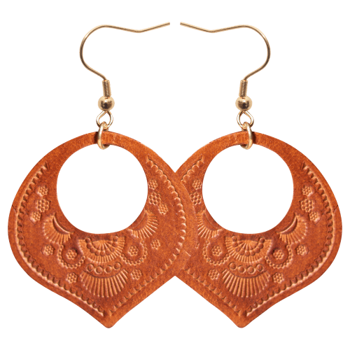 Amanda Blu Brown Stamped Leather Earrings