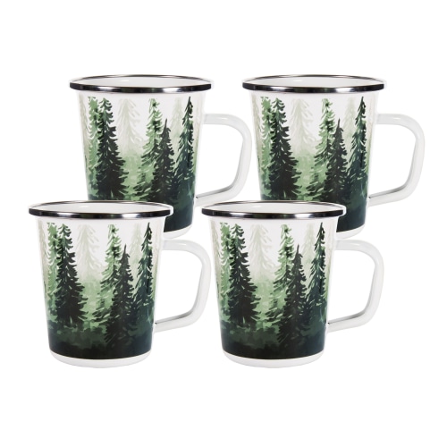 Golden Rabbit Enamelware Forest Glen 4-Piece Latte Mug Set