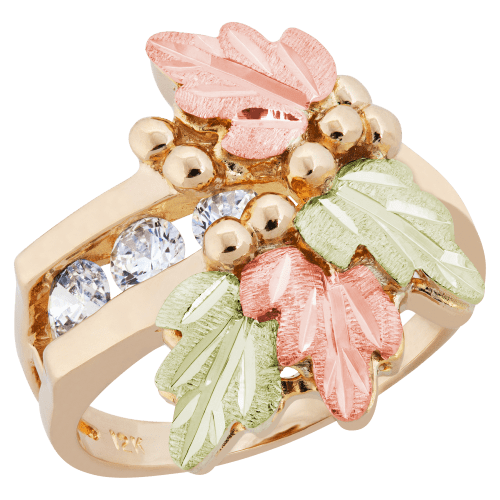 Landstrom's Black Hills Gold Diamond Ring with Leaves for Ladies