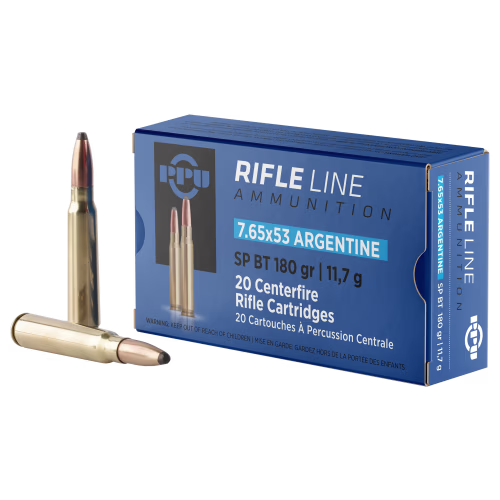 PPU 7.65x53 Argentine 180 Grain Soft Point Rifle Ammo