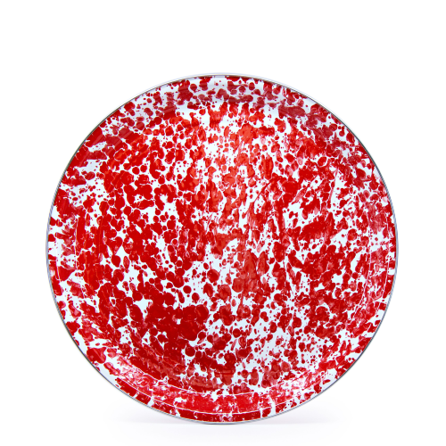 Golden Rabbit Enamelware Red Swirl Tray