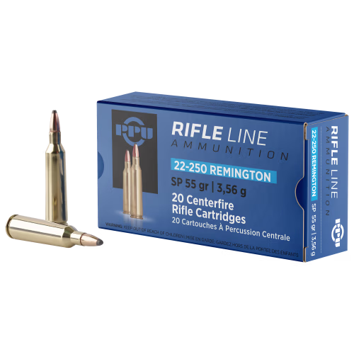 PPU SP .22-250 Remington 55 Grain Centerfire Rifle Ammo