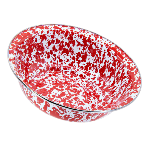Golden Rabbit Red Swirl Serving Basin