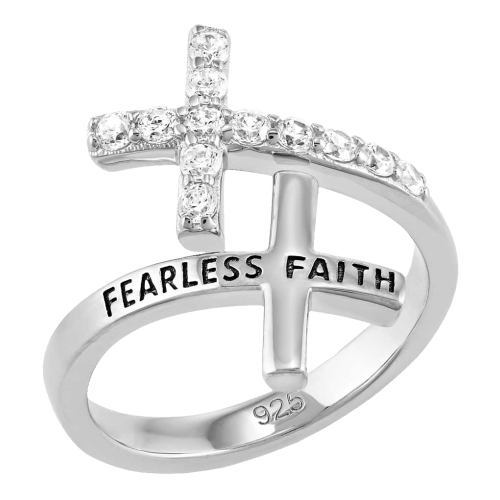 Montana Silversmiths Fearless Faith Crystal Cross Ring