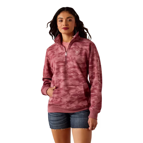 New! Ariat Logo Half-Zip Sweatshirt for Ladies