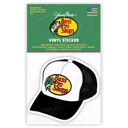 New! Bass Pro Shops Logo Trucker Cap Vinyl Sticker